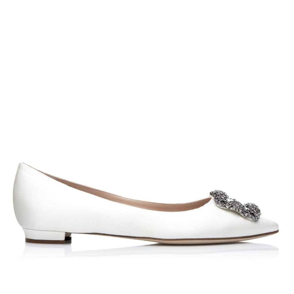 MANOLO BLAHNIK Hangisi embellished flats Manolo wedding shoe white Manolo flats
